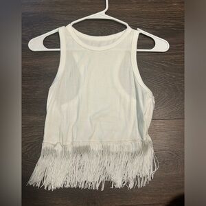 White Fringe Shein Tank